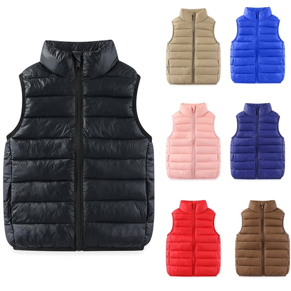 Puffer Vest for Kids Lightweight Zip Up Vest Quilted Stand Collar Warm Vest