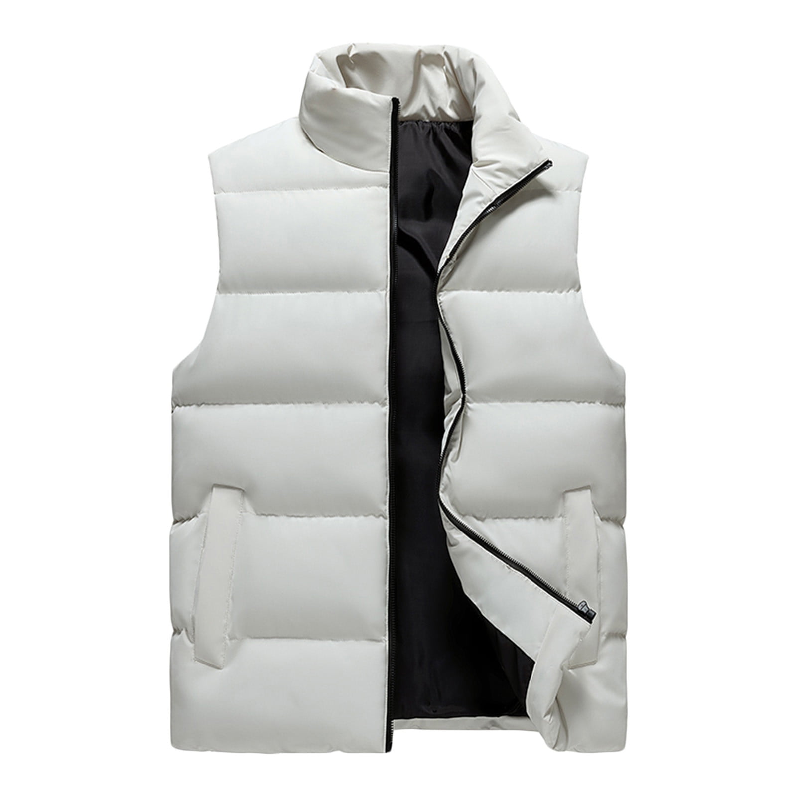 Puffer Vest for Men Fashion 2025 Solid Color Stand Collar
