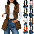 thumbnail image 1 of Puffer Vest for Women Casual Sleeveless Slapel Collar Cardigan Jacket with Pockets Lightweight Quilted Vest Jacket,Sizes S-3XL, 1 of 7