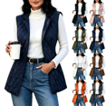 thumbnail image 1 of Puffer Vest for Women Casual Sleeveless Slapel Collar Cardigan Jacket with Pockets Lightweight Quilted Vest Jacket,Sizes S-3XL, 1 of 7