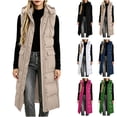 thumbnail image 1 of Puffer Vest for Women Long Hooded Lightweight Jackets Sleeveless Zipper Button down Jackets 2026 Casual Fashion Plus Size Outerwear with Pockets, 1 of 8