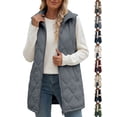 thumbnail image 1 of Puffer Vest for Women Long Stand Collar Quilted Vest - Lightweight Sleeveless Jacket, Warm Zip Up Gilet with Pockets for Fall Winter, 1 of 9