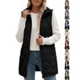 thumbnail image 1 of Puffer Vest for Women Long Stand Collar Quilted Vest - Lightweight Sleeveless Jacket, Warm Zip Up Gilet with Pockets for Fall Winter, 1 of 9