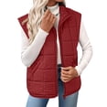 thumbnail image 1 of Puffer Vest for Women Sleeveless Fleece Jacket Zip Up Turn Down Collar Warm Coat With Pockets Outerwear, 1 of 7