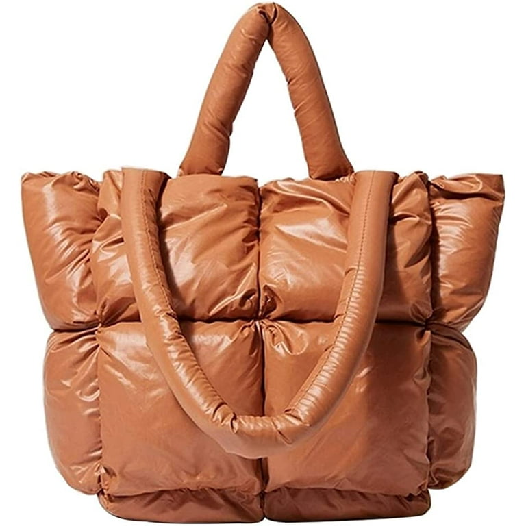 Puffer Woven Bag Women Padded Designer Crossbody Bags Puffer Tote bags  Woven Purse Down Shoulder Bags for Women 
