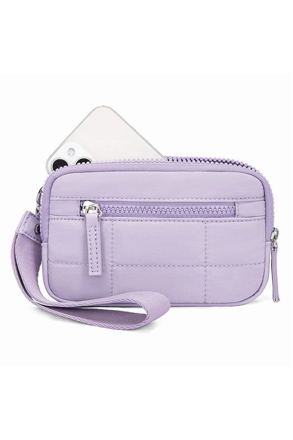 Puffer Wristlet Wallet Fits Phone,Wristlet Wallets for Women Nylon Quilted Wallet Card Case withWindow Purses for Women for Travel