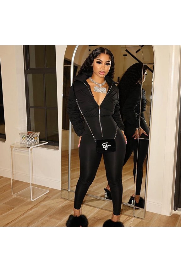 Puffer jacket Jumpsuit (L, Black)