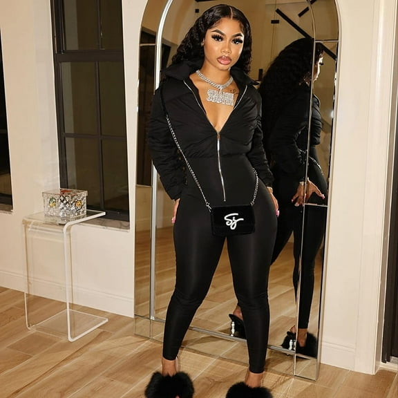 Puffer jacket Jumpsuit (S, Black)