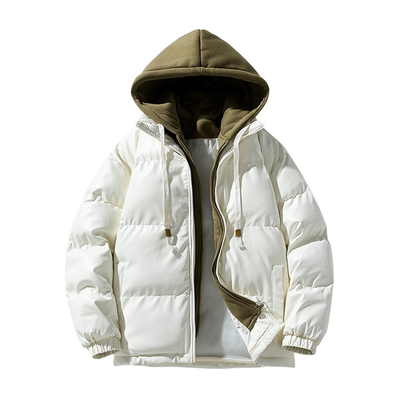 Puffer jacket men Fashion Outdoor Long Sleeved Hooded Pockets Drawstring Down Jacket Cotton winter jackets for men big and tall Coat White L - Walmart.com Puffer jacket men Fashion Outdoor Long Sleeved Hooded Pockets Drawstring Down Jacket Cotton winter jackets for men big and tall Coat White L - Walmart.com