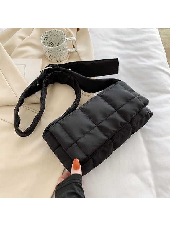 Puffer shoulder bag Nylon padded woven handbag designer crossbody dupes women down purse