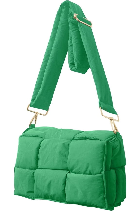 Puffer shoulder bag Nylon padded woven handbag designer crossbody women down purse