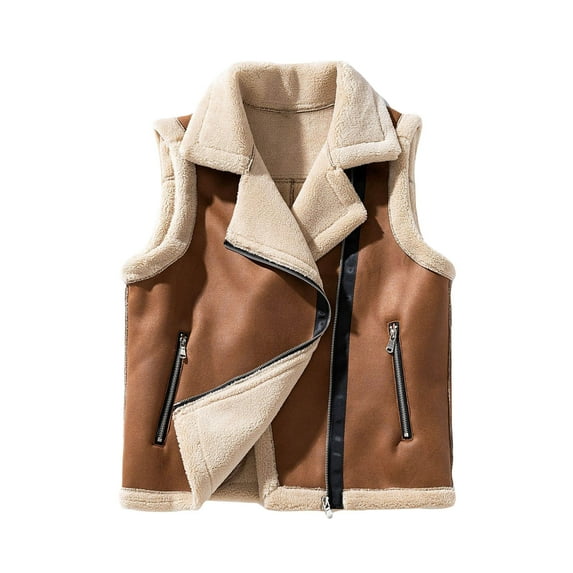 Puffer vest Autumn And Winter Men's Vintage Lamb Wool Casual Sleeveless Vest Coat