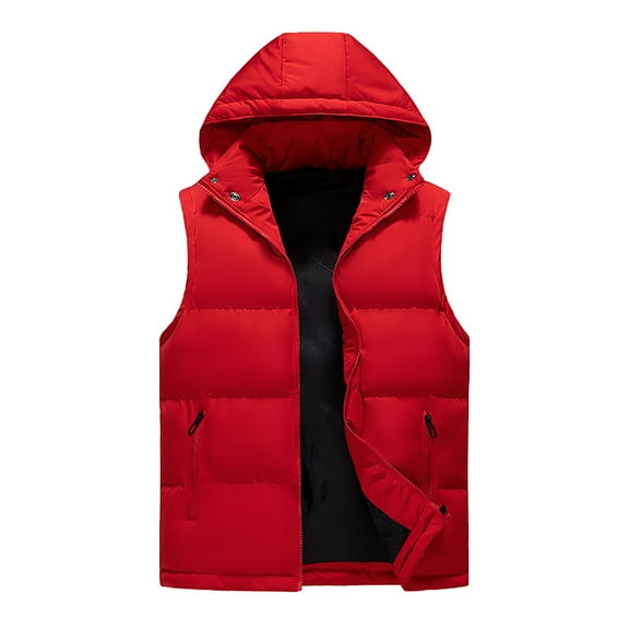 Puffer vest Male Autumn And Winter Cotton Casual Keep Warm Zipper Removable Hooded Sleeveless Vacation Outdoor Vest Jacket Coat