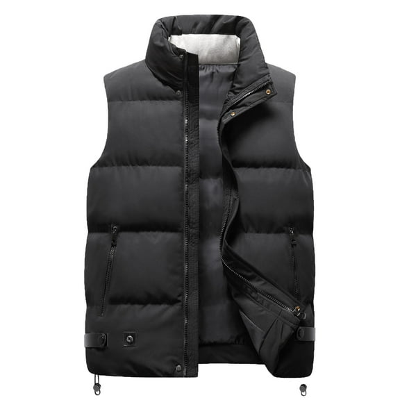 Puffer vest Male Autumn And Winter Cotton Casual Keep Warm Zipper Removable Hooded Sleeveless Vacation Outdoor Vest Jacket Coat