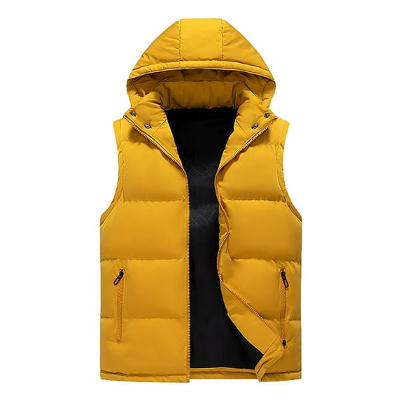 Puffer vest Male Autumn And Winter Cotton Casual Keep Warm Zipper Removable Hooded Sleeveless Vacation Outdoor Vest Jacket Coat