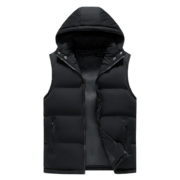 Puffer vest Male Autumn And Winter Cotton Casual Keep Warm Zipper Removable Hooded Sleeveless Vacation Outdoor Vest Jacket Coat