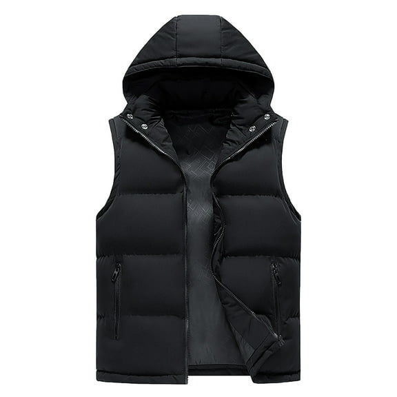 Puffer vest Male Autumn And Winter Cotton Casual Keep Warm Zipper Removable Hooded Sleeveless Vacation Outdoor Vest Jacket Coat