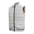 thumbnail image 1 of Puffer vest Male Casual Slim Plush Solid Coat Vest Stand Collar Sleeveless Zipper Fly Pocket Coat Vest, 1 of 6