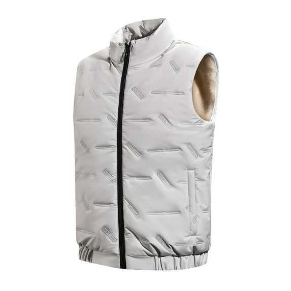 Puffer vest Male Casual Slim Plush Solid Coat Vest Stand Collar Sleeveless Zipper Fly Pocket Coat Vest