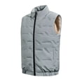thumbnail image 1 of Puffer vest Male Casual Slim Plush Solid Coat Vest Stand Collar Sleeveless Zipper Fly Pocket Coat Vest, 1 of 6