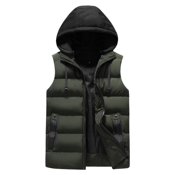 Puffer vest Men Women Autumn And Winter Fashion Casual Solid Zipper Hooded Collar Sleeveless Cotton Padded Vest Top Features
