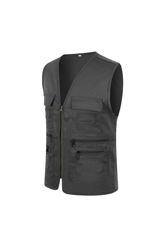 Puffer vest Men's Casual Outdoor Work Fishing Travel Photo Cargo Vest Jacket Multi Pockets