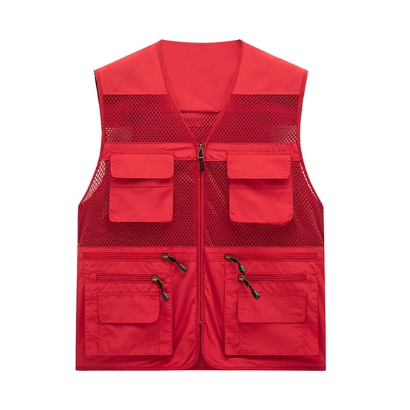 Puffer vest Men's Leisure Outdoor Multi Pocket Multi Function Travel Mesh Cargo Vest