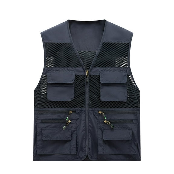 Puffer vest Men's Leisure Outdoor Multi Pocket Multi Function Travel Mesh Cargo Vest