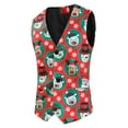 thumbnail image 1 of Puffer vest Mens Christmas Printed Pocket Buttons Sleeveless V Neck Vest Jacket Suit Vest, 1 of 2