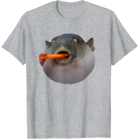 Pufferfish Eating a Carrot Meme Funny Blowfish Dank Memes Unisex T-Shirt for Men Women Kids