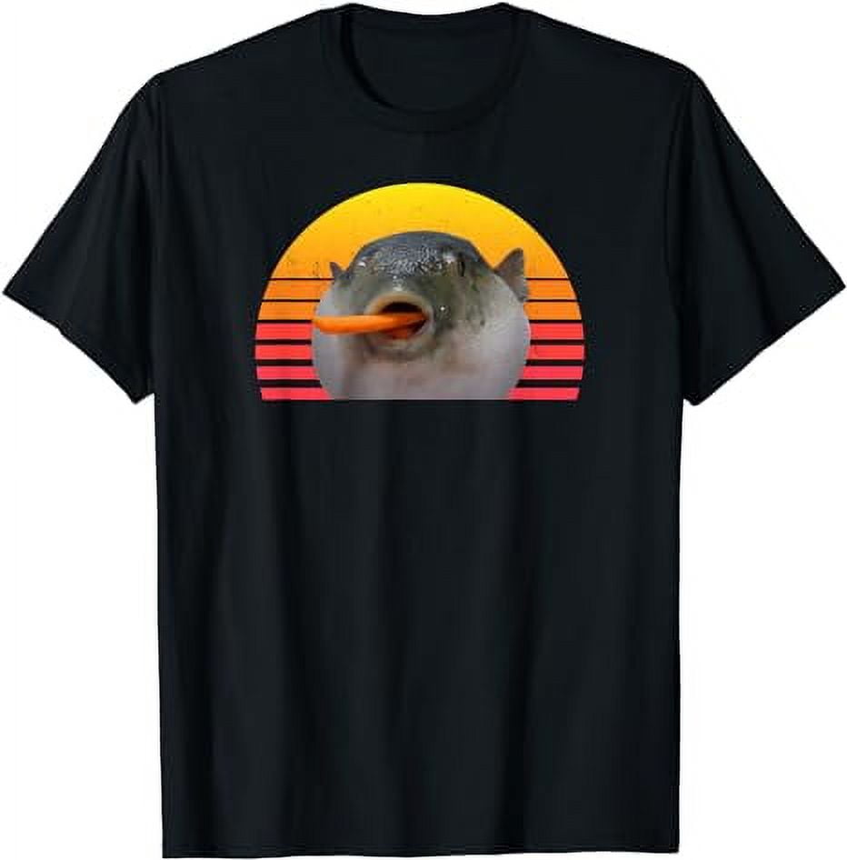 Pufferfish Meme Eating a Carrot Funny Fish T-Shirt - Walmart.com