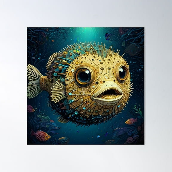 Pufferfish Poster Wall Art, Modern Wall Decor For Living Room Bedroom, 30x30 UNFRAMED