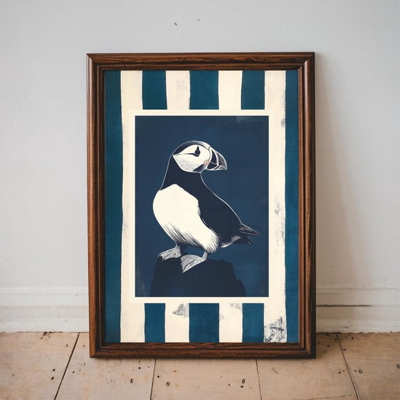Puffin Art Coastal Wall Art Nautical Bird Illustration Atlantic