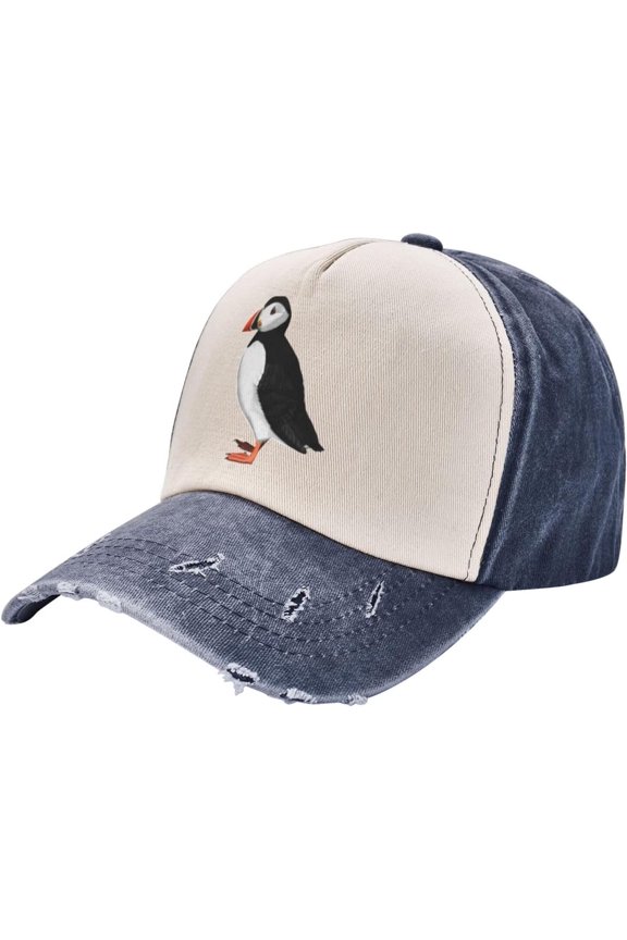 Puffin Bird Hat Vintage Adjustable Baseball Cap Cotton Dad Hat Trucker Hat for Women Men,Dark Red