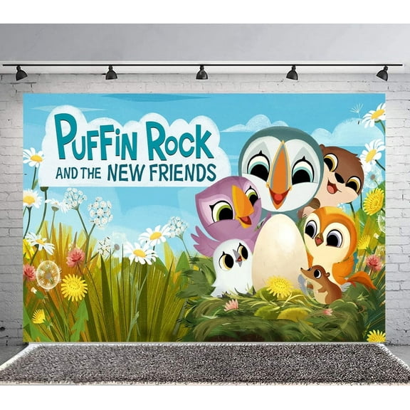 Puffin Rock Backdrop Banner Party Supplies Poster Movie Theme Background for Photography Birthday Decorations