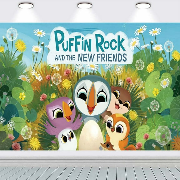 Puffin Rock Backdrop Banner Party Supplies Poster Movie Theme Background for Photography Birthday Decorations