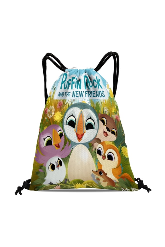 Puffin Rock Drawstring Backpack Bag Party Favors Goodies Merch Gym Waterproof Swimming Beach Fans
