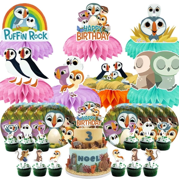 Puffin Rock Honeycomb Centerpieces Table Toppers Decorations for Birthday Party Decor Supplies