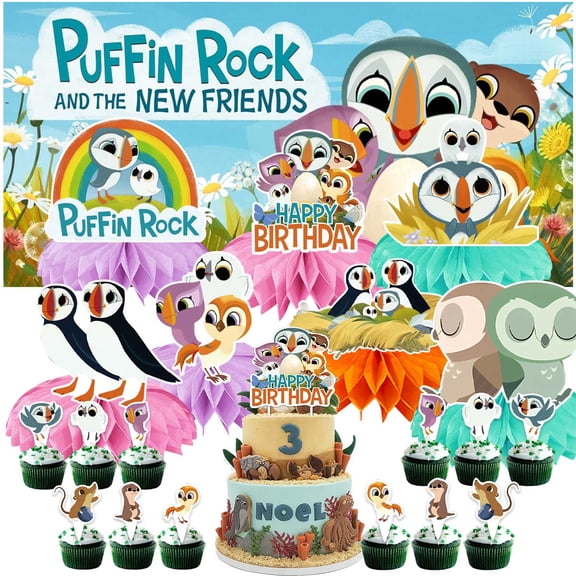 Puffin Rock Honeycomb Centerpieces Table Toppers Decorations for Birthday Party Decor Supplies