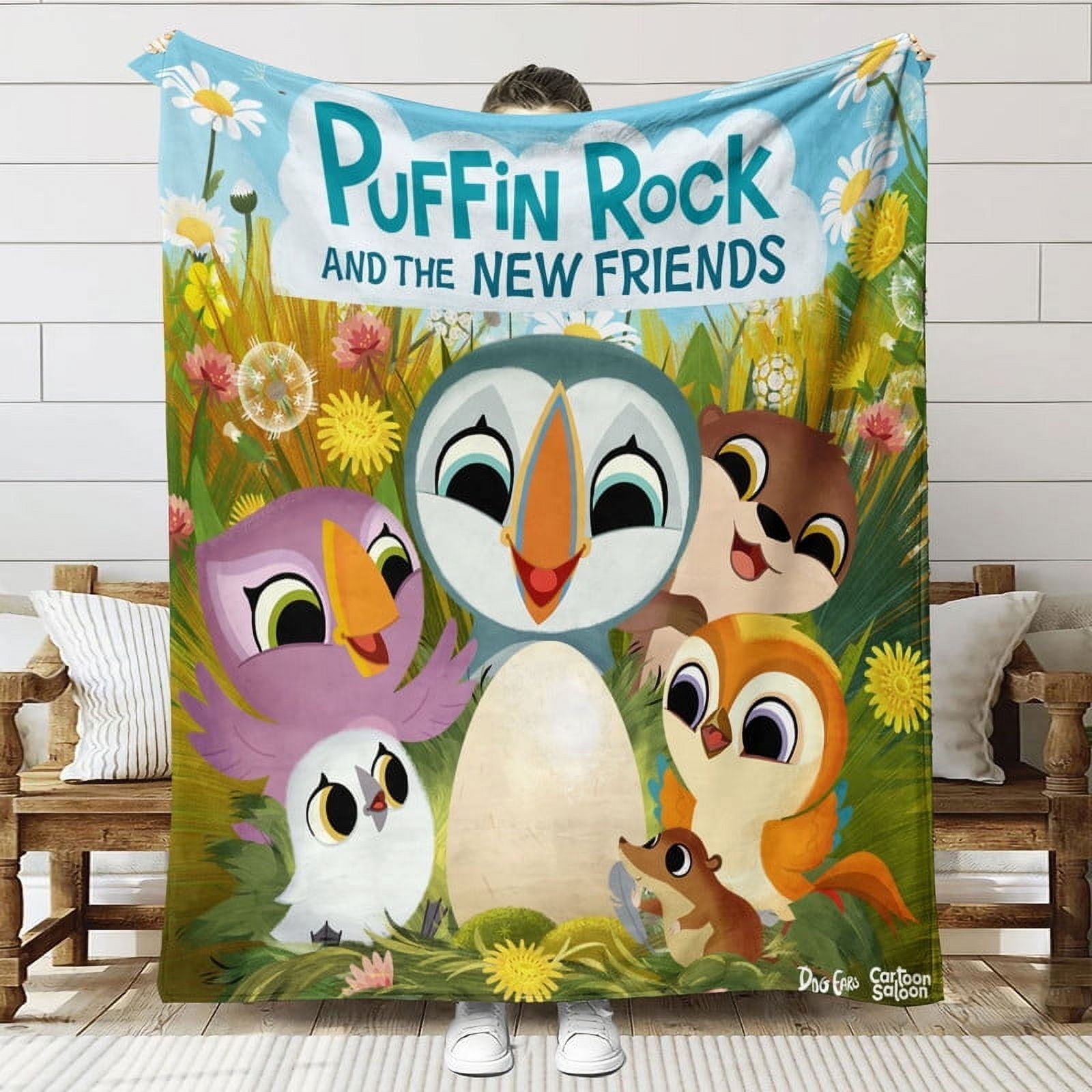 Puffin Rock Throw Blanket Gifts for Fans Lover Girls Boys Women Present Hoodie Him Bed 40"x50"