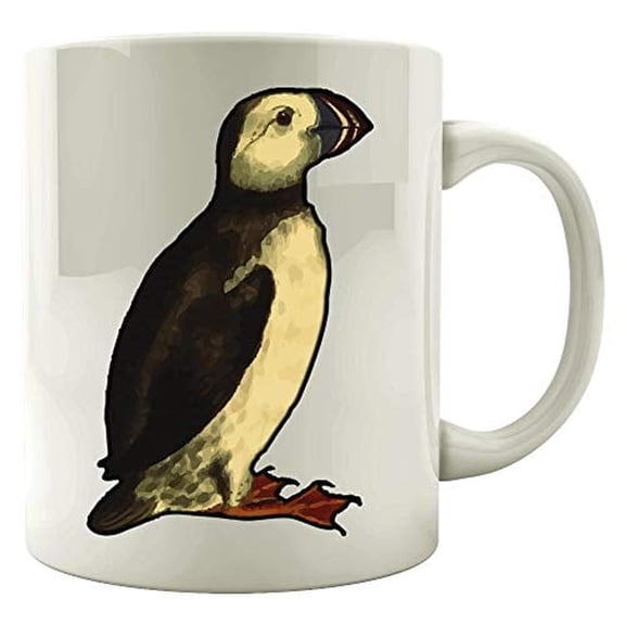 Puffin 11 oz Coffee Mug - Tufted Seabird Humor White Ceramic Gift