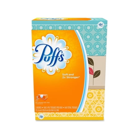 Puffs Basic Facial Tissues, 3 family boxes, 180 tissues per box -PGC87615