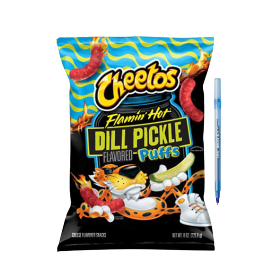 Puffs Cheese Snacks Flamin Hot Dill Pickle 8 oz