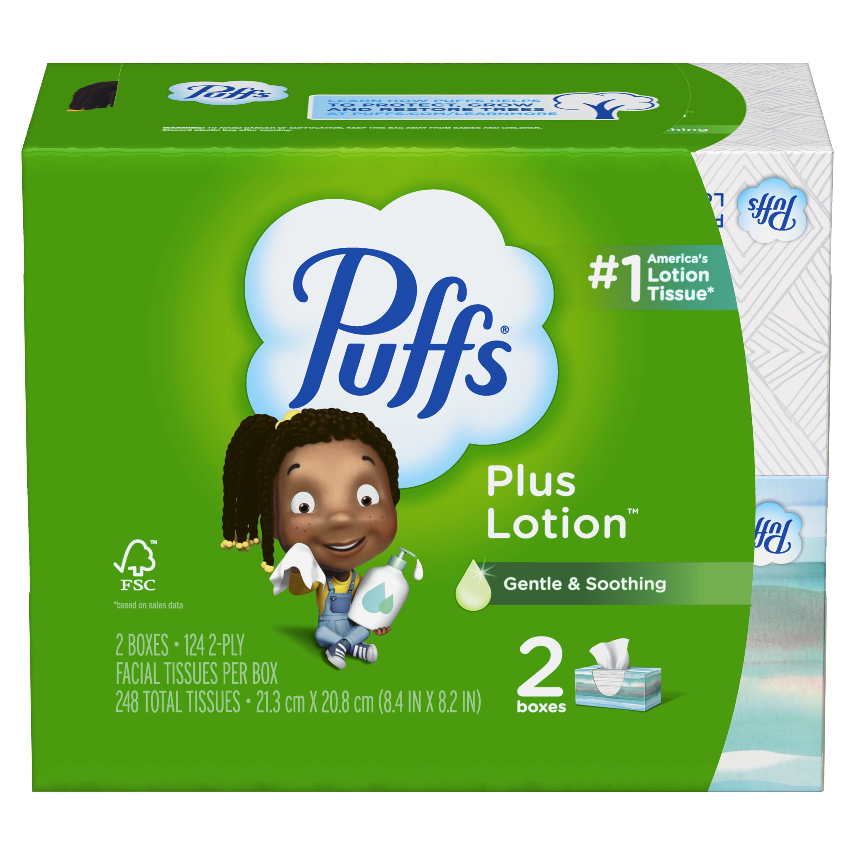 Puffs Plus Lotion Facial Tissues, 1 Regular Box, 68 Tissues per