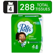 Puffs Plus Lotion Facial Tissue, 4 Mega Cube Boxes, 72 Tissues per Box
