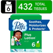Puffs Facial Tissue Plus Lotion, 6 Mega Cube Boxes, 72 Tissues Per Box