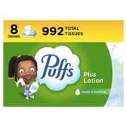 Puffs Plus Lotion Facial Tissues, 8 AIS1&nbsp;Family Boxes, 124 Facial Tissues per Box, Allergies and Colds
