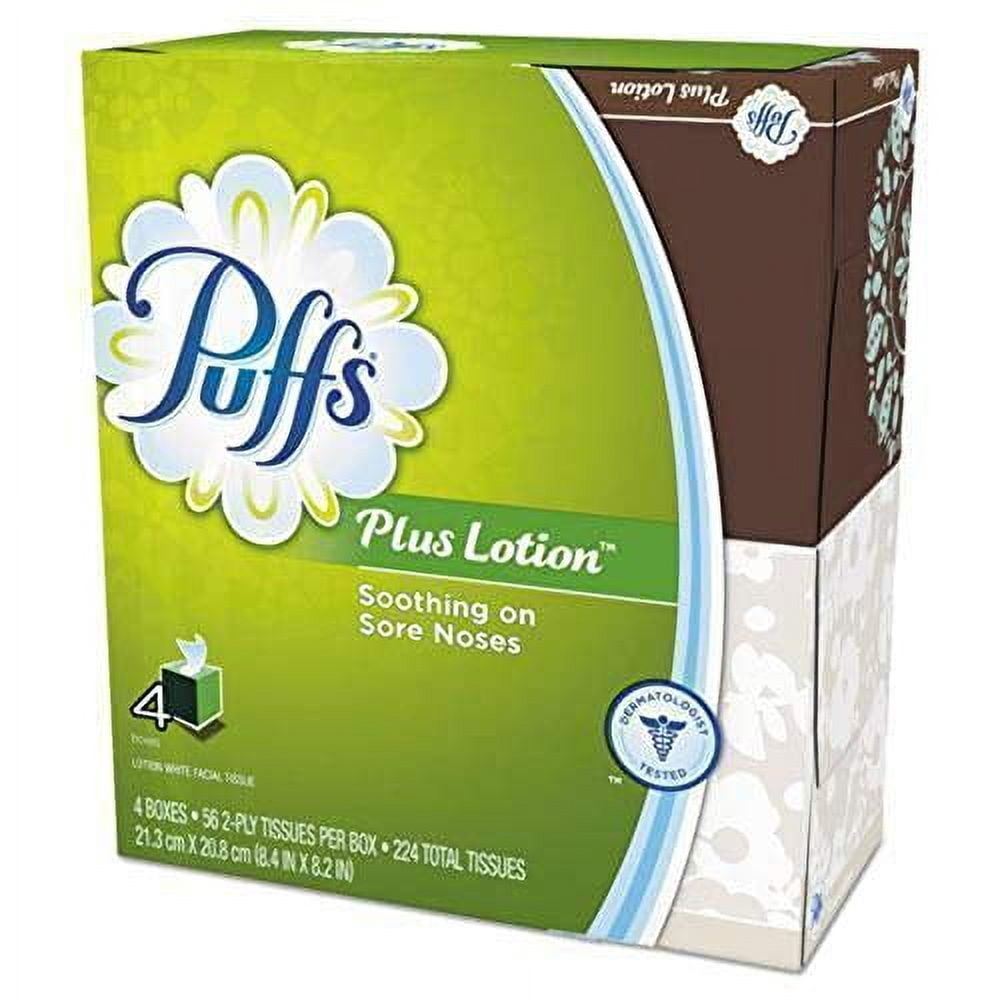 【高額売筋】 Puffs Plus Lotion Facial Tissues, Cube, 4 Boxes (56 Count 日用品
