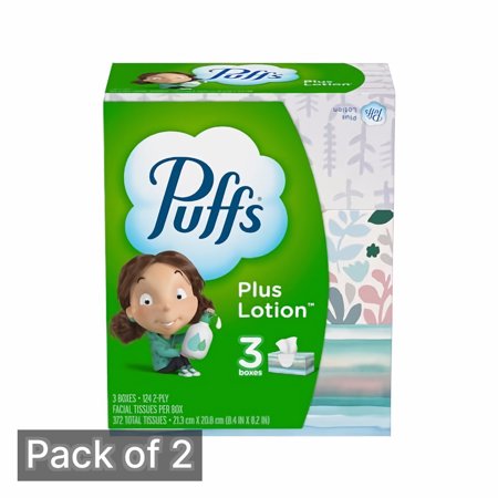 Puffs Plus Lotion Facial Tissues (Pack of 2)