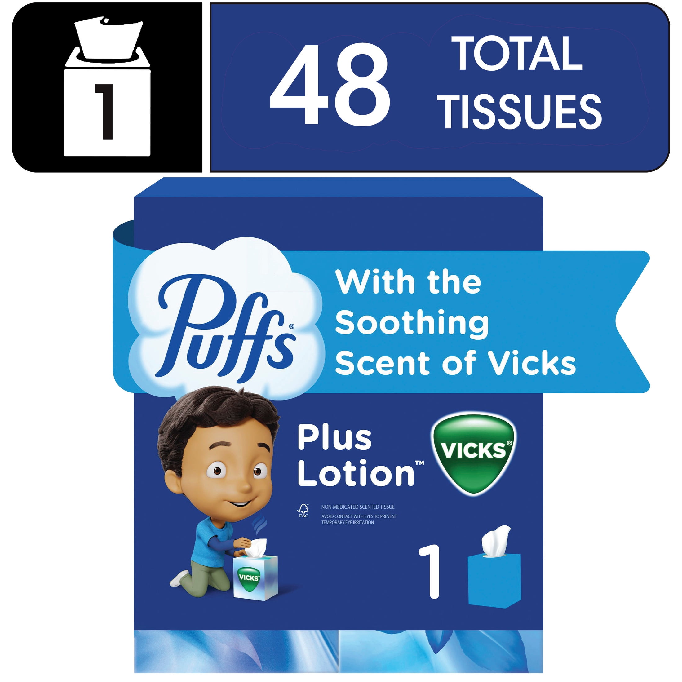 ボディ・フェイスケア Vicky Puffs Plus Lotion Facial Tissues with Vick's Scent, Vapor Nose
